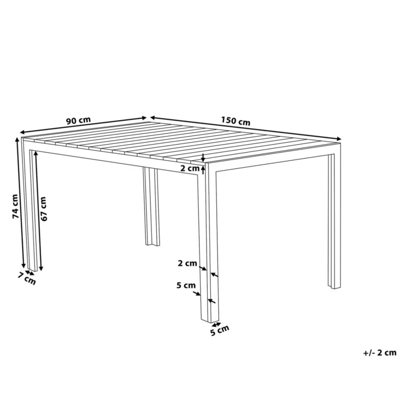 Havebord Como 150x90 cm Grå