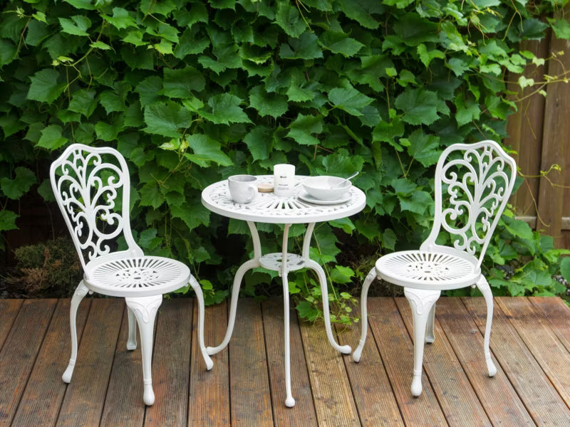 Havebord Dascio Rund 61 cm Brækket Hvid Aluminium