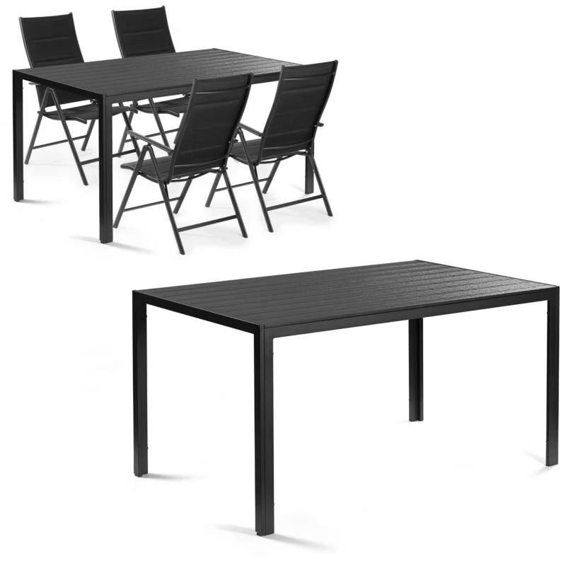 Havebord 150x90 cm Sort Aluminium