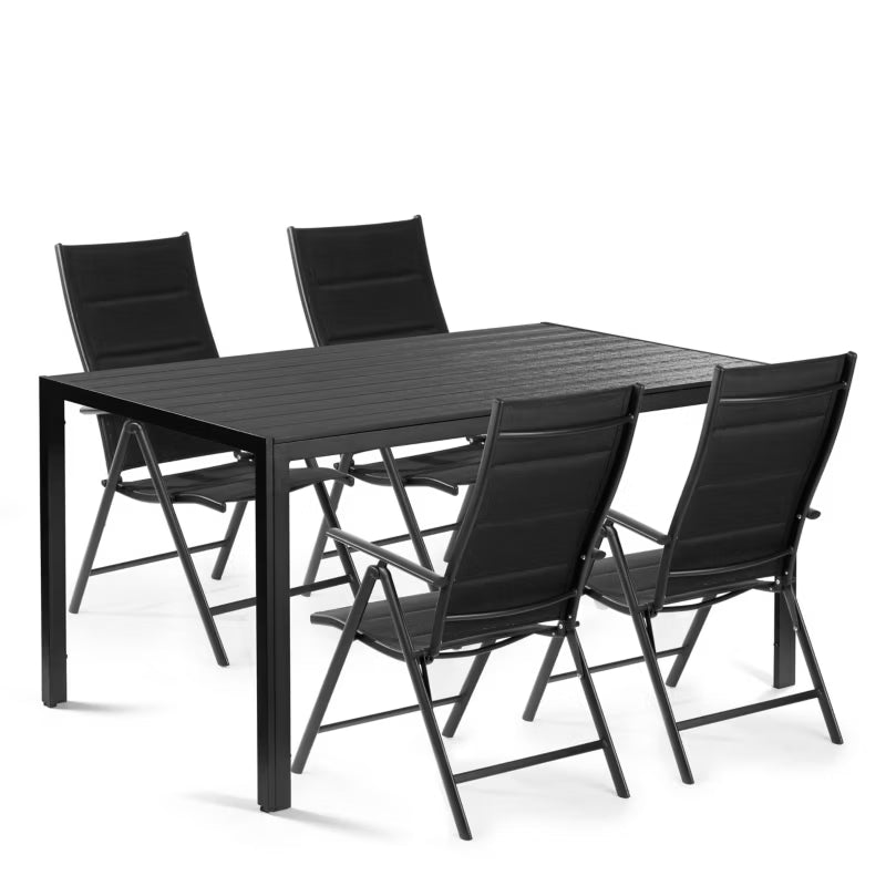 Havebord 150x90 cm Sort Aluminium