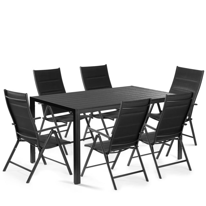 Havebord 150x90 cm Sort Aluminium