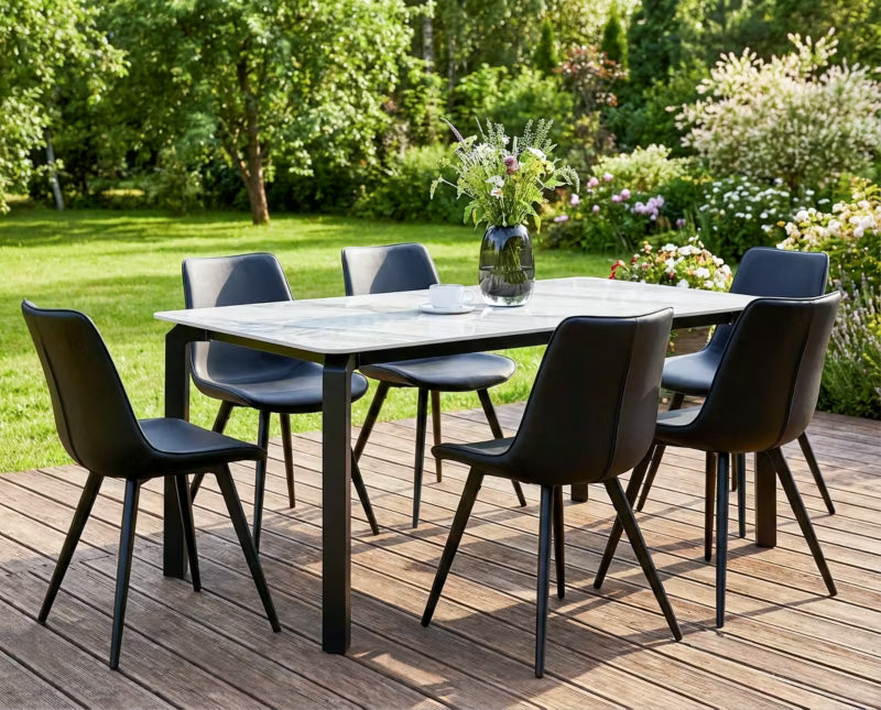 Havebord Feletto 180x90 cm Grå Marmorlook