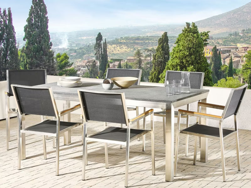 Havebord Grosseto 180x90 cm Flamberet Granit Grafit