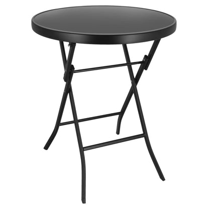 Havebord Klapbord Ø60 cm Sort Metal Glas