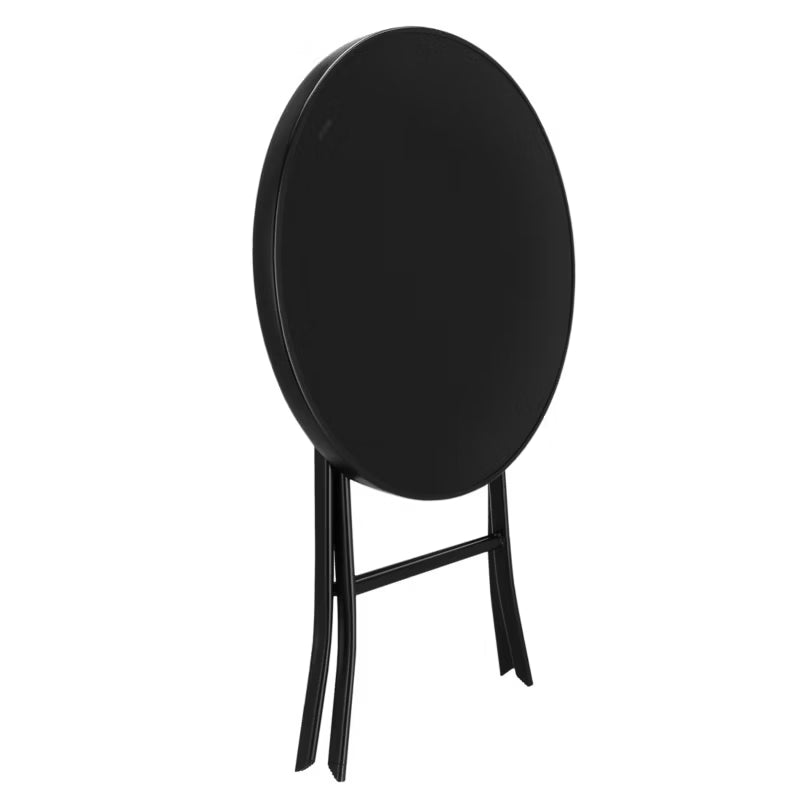 Havebord Klapbord Ø60 cm Sort Metal Glas