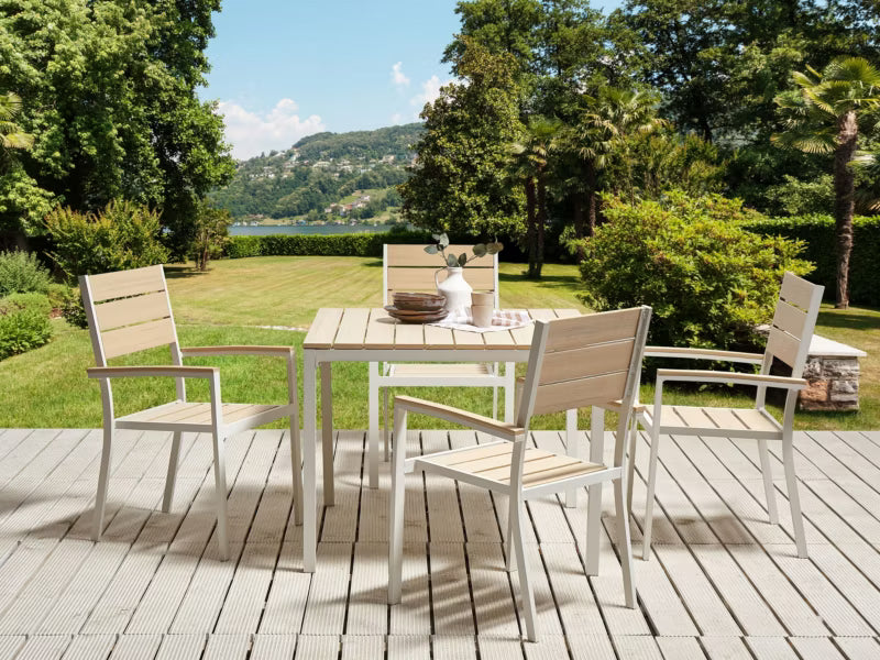Havebord Prato 95x95 cm Beige Aluminium