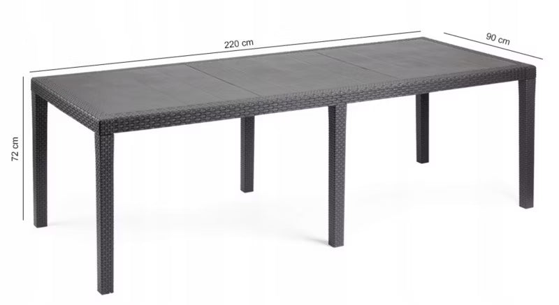 Havebord Queen 220x90 cm Antracitgrå