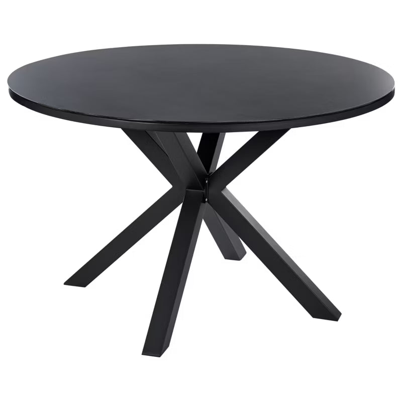 Havebord Rund Ø120 cm Sort Glas