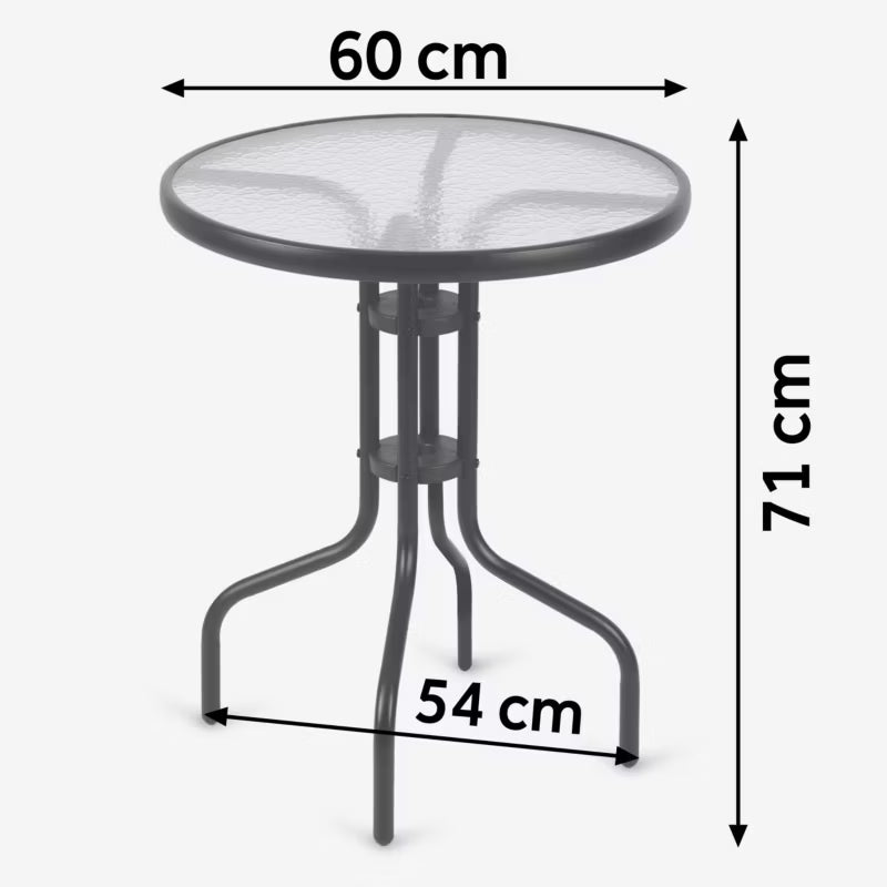 Havebord Rund 60 cm Sort Stål