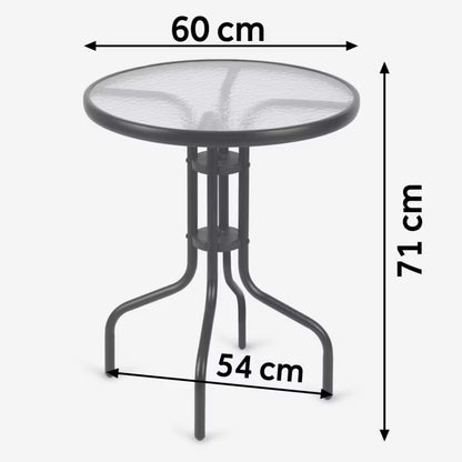 Havebord Rund 60 cm Sort Stål