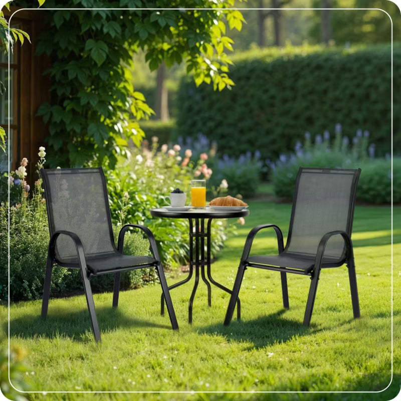 Havebord Rund 60 cm Sort Stål