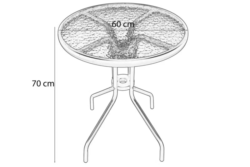 Havebord Rund Ø60 cm Sort Stål