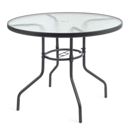 Havebord Rund Ø90 cm Hærdet Glas Antracit