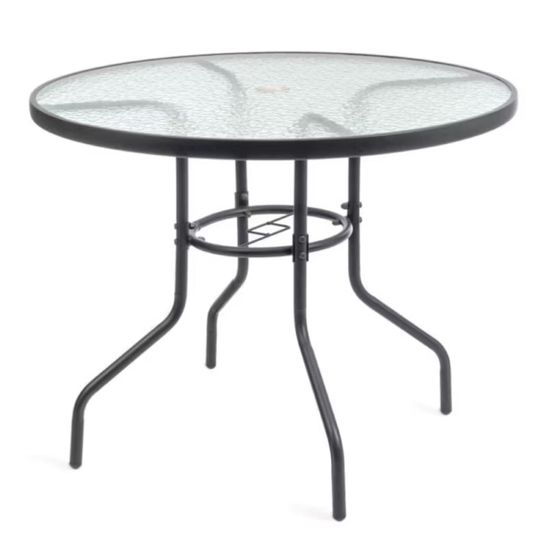 Havebord Rund Ø90 cm Hærdet Glas Antracit