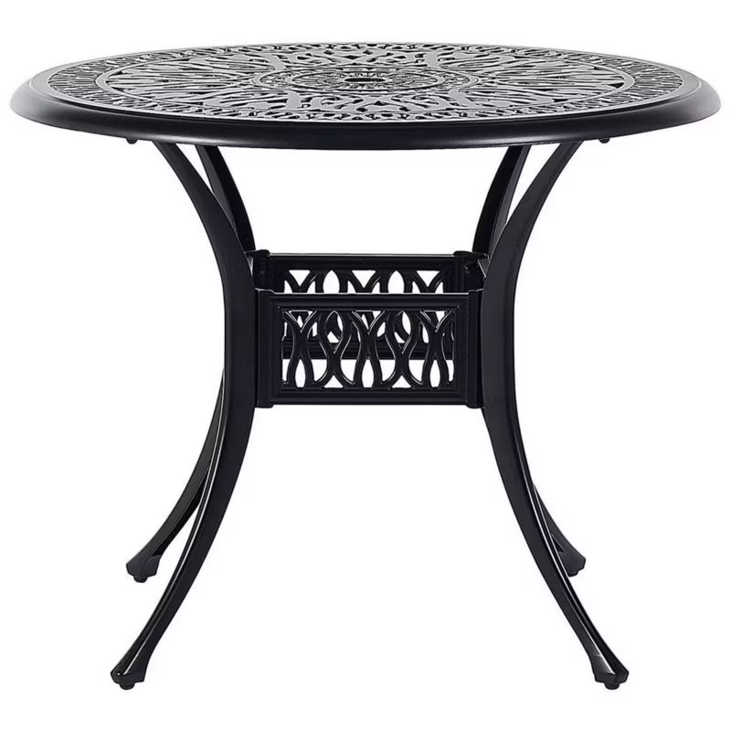 Havebord Rund Ø90 cm Sort Aluminium