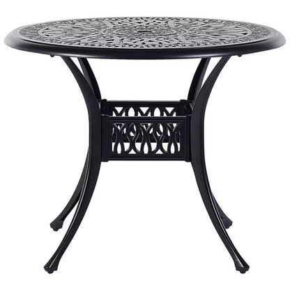 Havebord Rund Ø90 cm Sort Aluminium