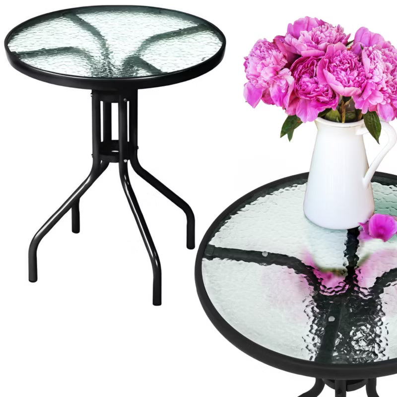 Havebord Rund Ø60 cm Sort Stål