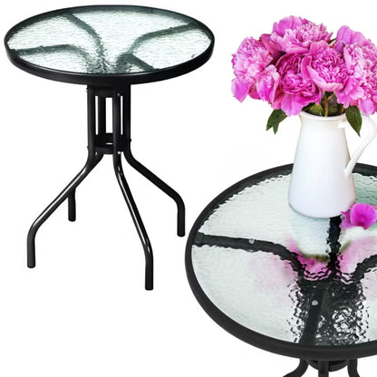 Havebord Rund Ø60 cm Sort Stål