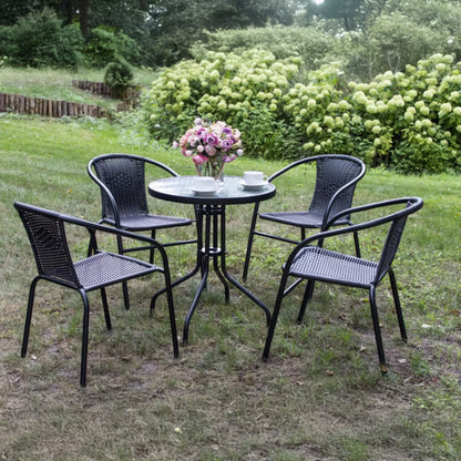 Havebord Rund Ø60 cm Sort Stål