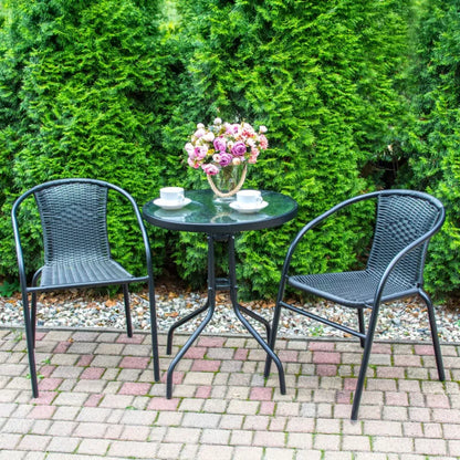 Havebord Rund Ø60 cm Sort Stål