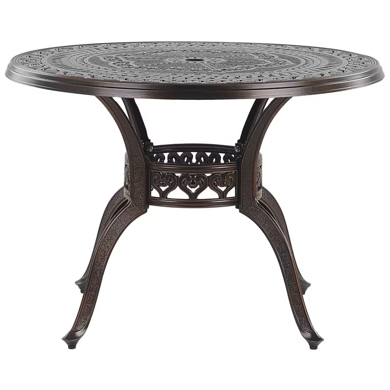 Havebord Salento Ø102 cm Mørkebrun Aluminium