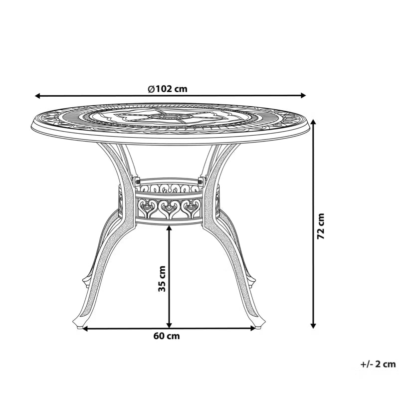 Havebord Salento Ø102 cm Mørkebrun Aluminium