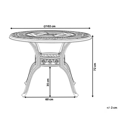 Havebord Salento Ø102 cm Mørkebrun Aluminium