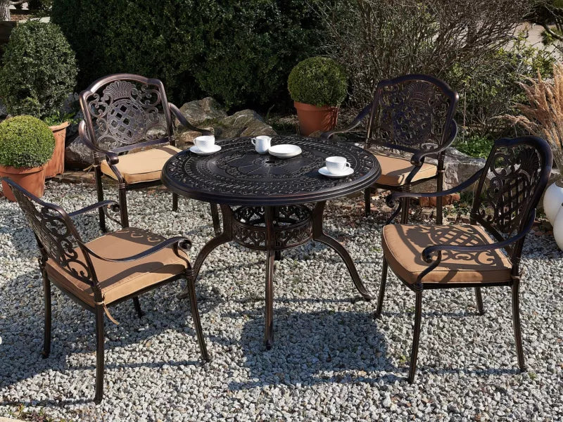 Havebord Salento Ø102 cm Mørkebrun Aluminium