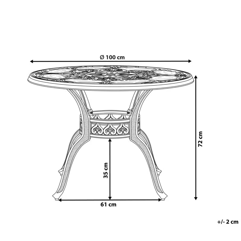 Havebord Sapri Rund Ø100 cm Mørkebrun Aluminium