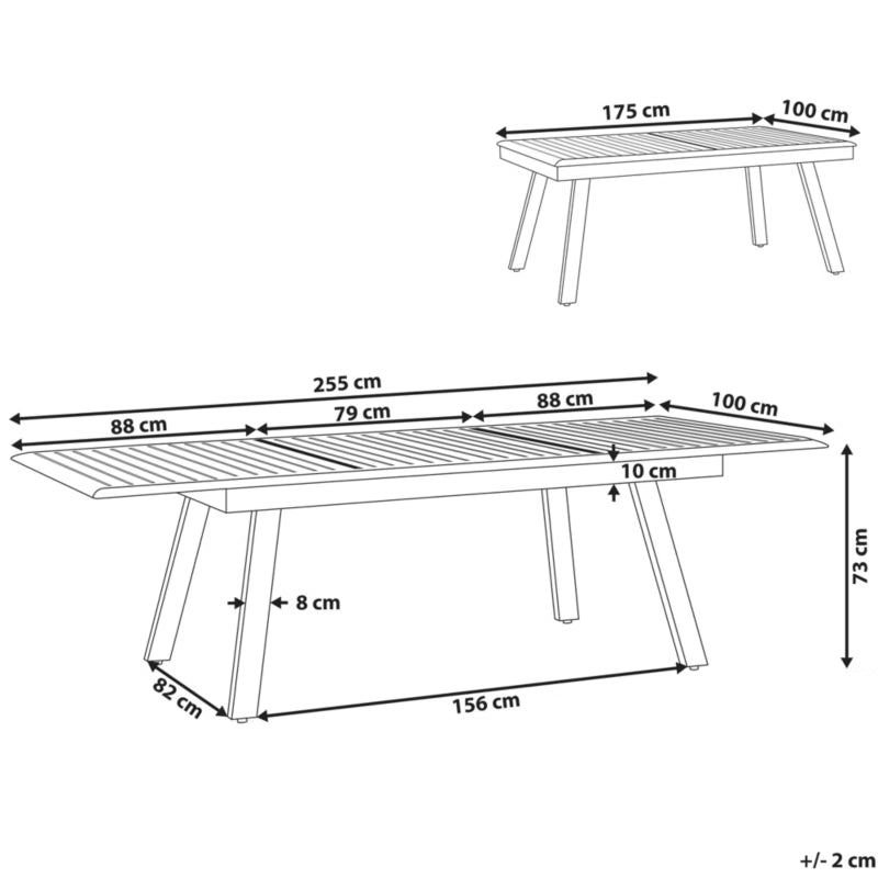 Havebord Udtrækkeligt 175-255x100 cm Lysegrå Aluminium