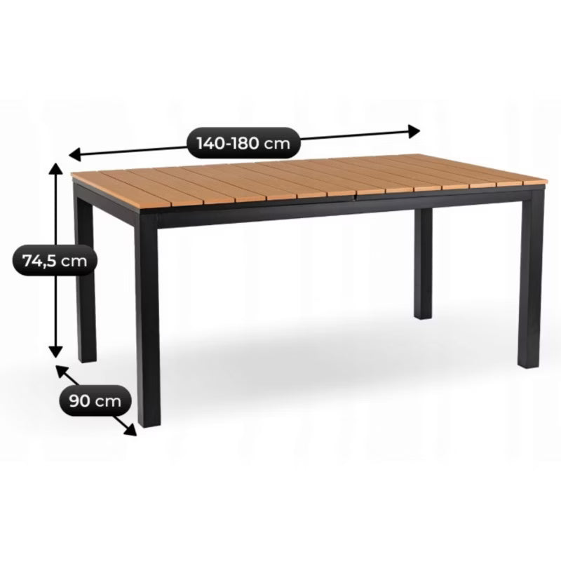 Havebord Udtrækkeligt ARGOS 140-180 cm Egetræ Sort