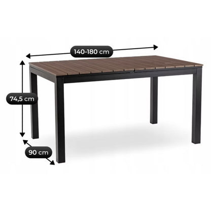 Havebord Udtrækkeligt ARGOS 140-180x90 cm Valnød Sort