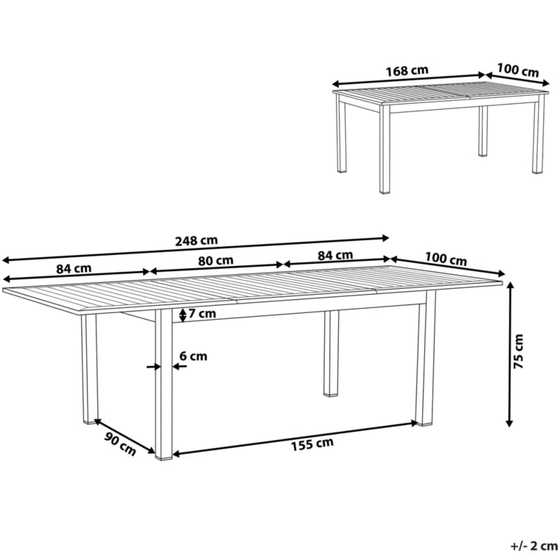Havebord Udtrækkeligt Pancole 168-248x100 cm Grå Aluminium