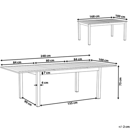 Havebord Udtrækkeligt Pancole 168-248x100 cm Grå Aluminium