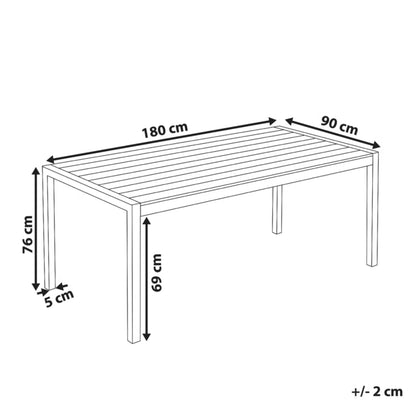 Havebord Vernio 180x90 cm Brun og Sort Aluminium