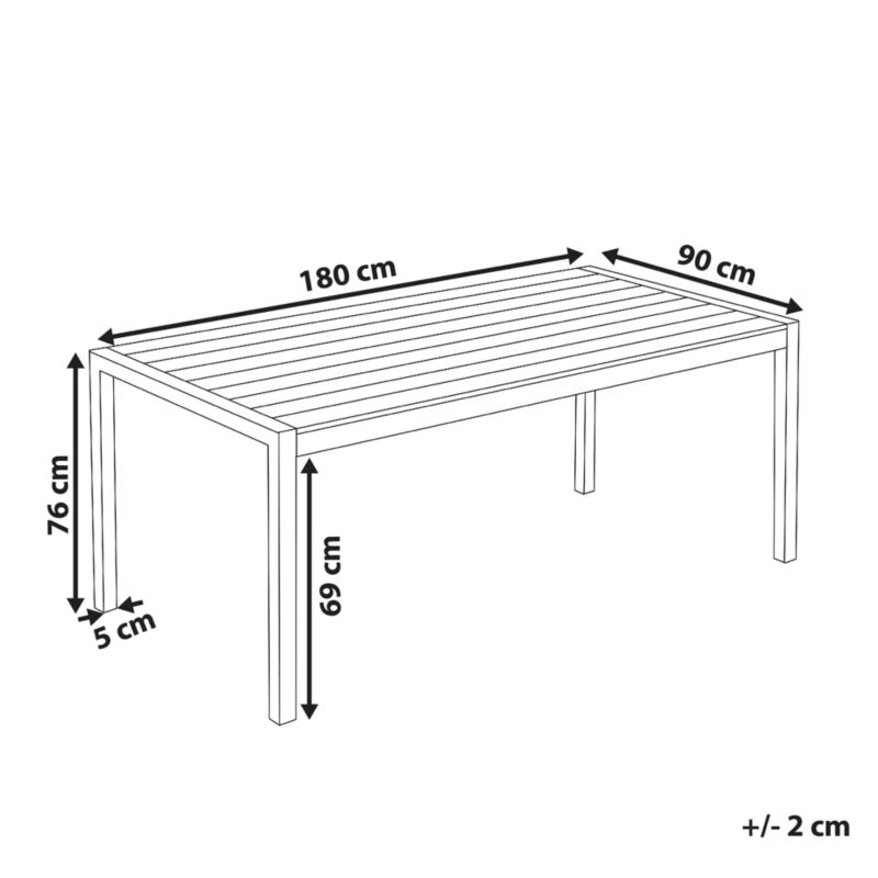 Havebord Vernio 180x90 cm Brun og Sort Aluminium