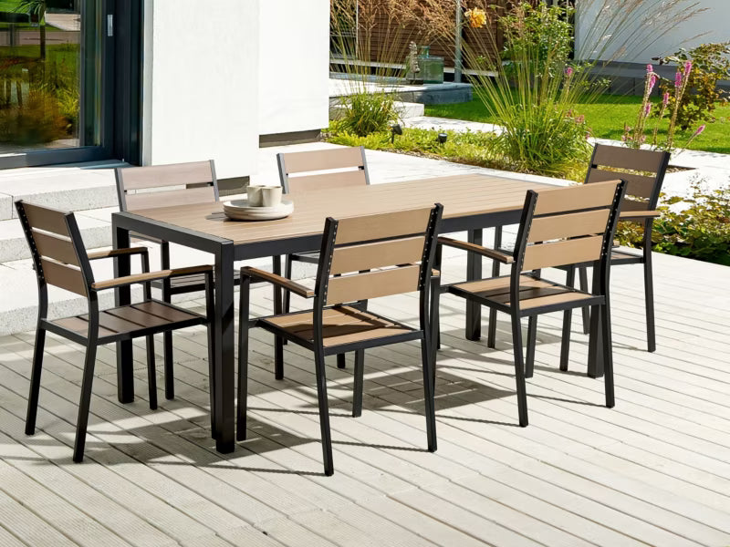 Havebord Vernio 180x90 cm Brun og Sort Aluminium