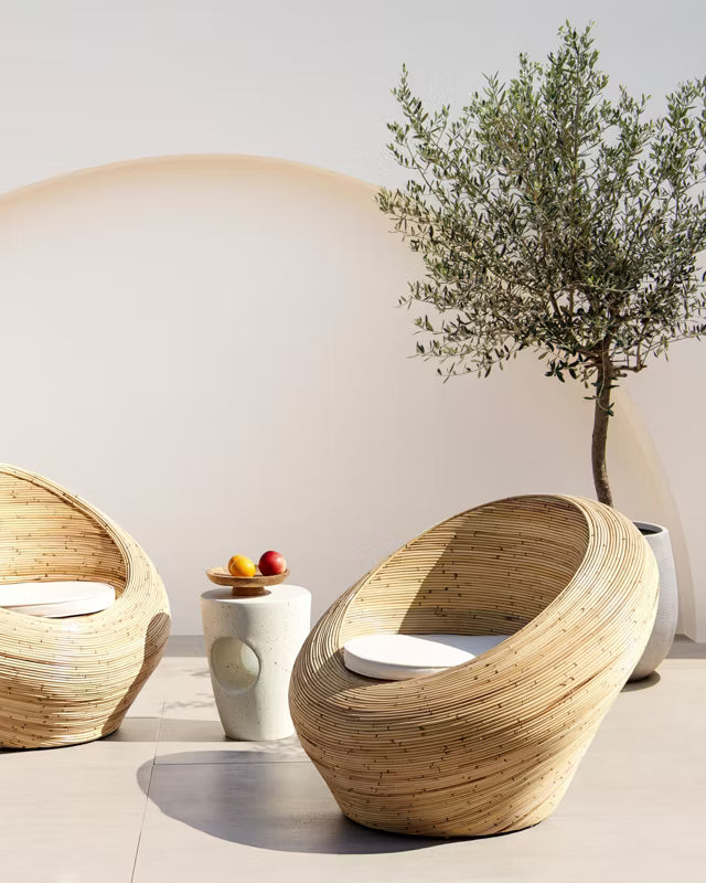 Havebordsæt Maiori Rattan 110x88 cm Natur 2 Stk. 4255664882196