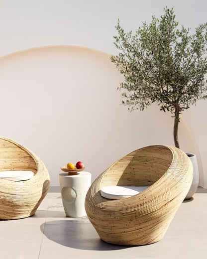 Havebordsæt Maiori Rattan 110x88 cm Natur 2 Stk. 4255664882196