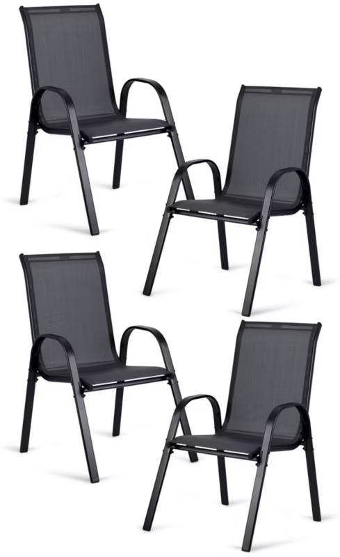 Havebordsstol 53x73 cm Sort Stål 4 Stk.