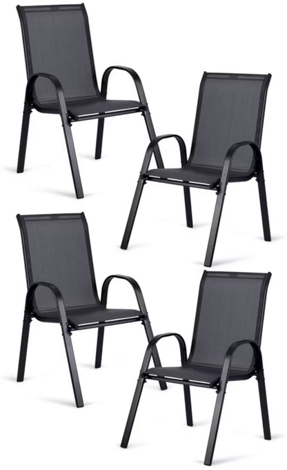 Havebordsstol 53x73 cm Sort Stål 4 Stk.