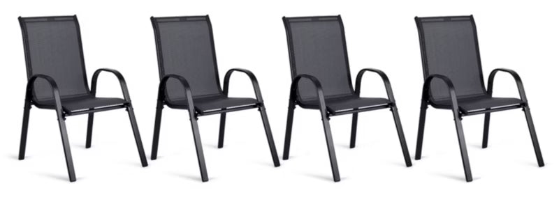 Havebordsstol 53x73 cm Sort Stål 4 Stk.
