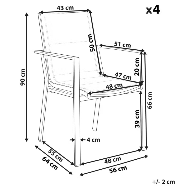 Havebordsstol Busseto Sort Metal