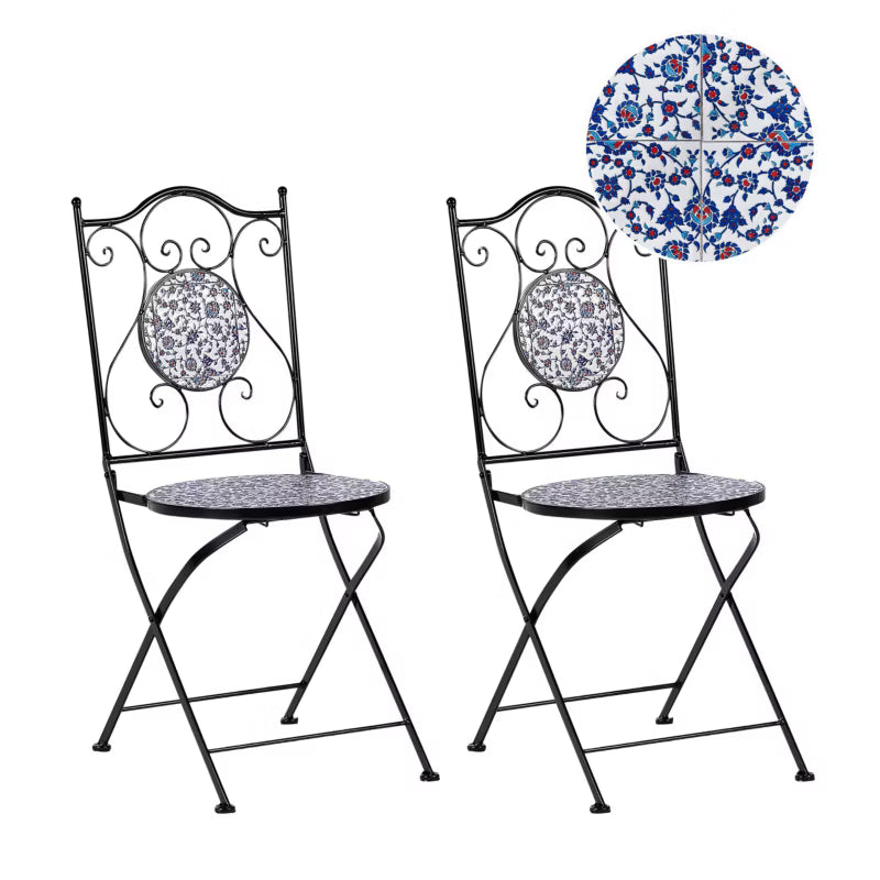 Havebordsstol Camprena 40x45x90 cm Sort Metal 2 Stk
