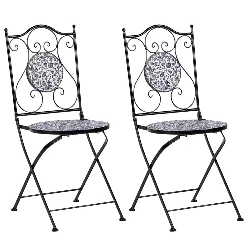 Havebordsstol Camprena 40x45x90 cm Sort Metal 2 Stk