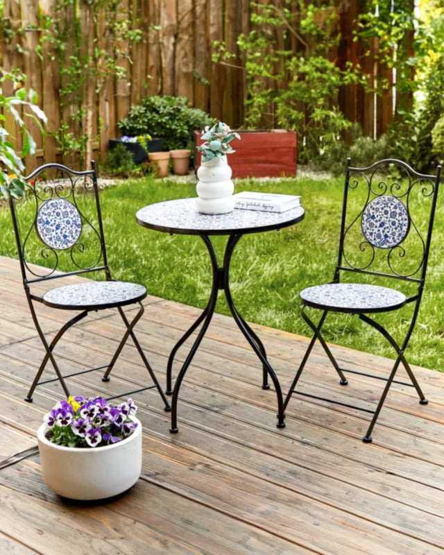 Havebordsstol Camprena 40x45x90 cm Sort Metal 2 Stk