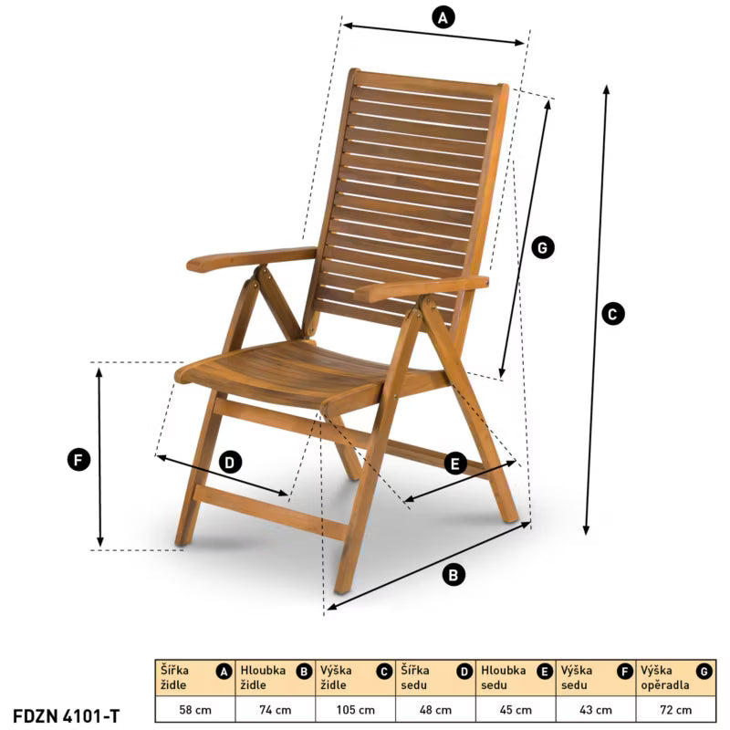 Havebordsstol FDZN 4101-T 58x74x105 cm Brun Akacietræ