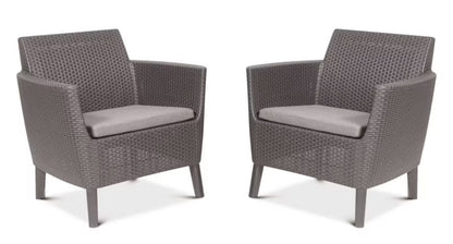 Havebordsstol Salemo Duo 2 Stk. med Hynder Cappuccino