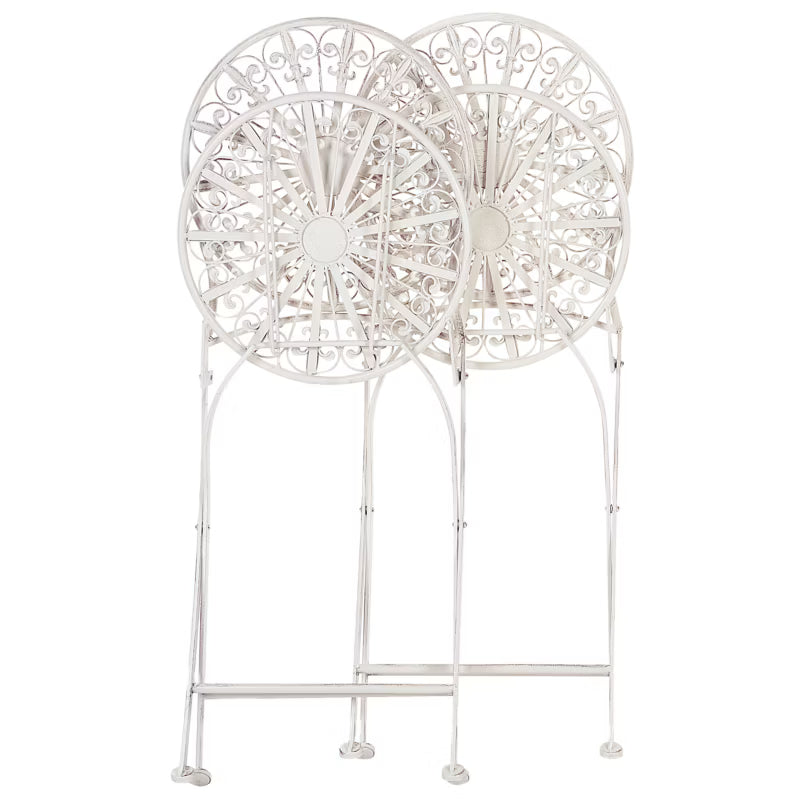 Havebordsstol Scafa 45x47x94 cm Hvid Metal 2 Stk