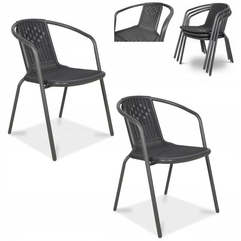 Havebordsstol Simple Grafit Stål Sæt af 2